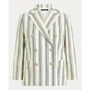 NEW Lauren Ralph Lauren Women’s 12 Striped Linen Twill Blazer NWT $265